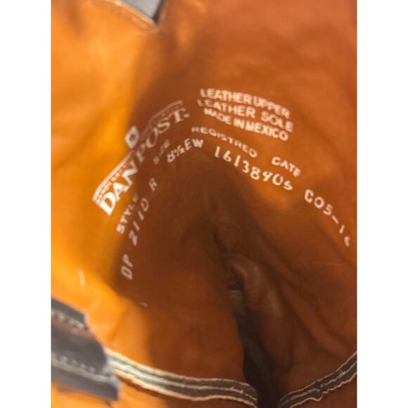 Dan Post Black Leather Cowboy Boots Size 8 1/2EW - Picture 7 of 8